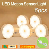 Set of 6 LED lamps with motion sensor.